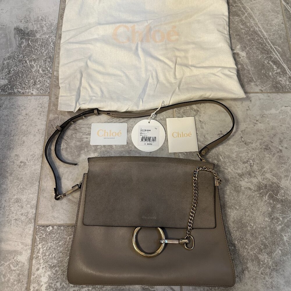 Chloé Faye Shoulder Bag | Medium | Taupe | With Dust Bag & Tags